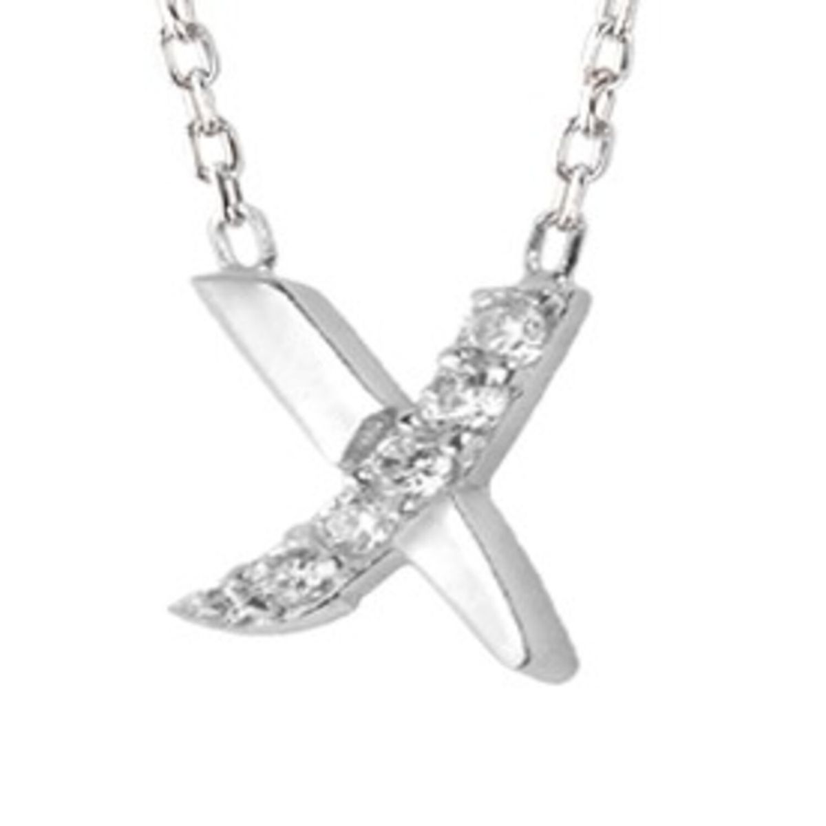 JB JOYAS BARON - Collar de Plata Esterlina 925 Letra X Circon