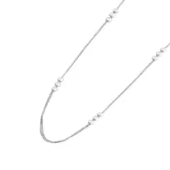 JB JOYAS BARON - Collar de Plata Esterlina 925 Doble Hilera 3 Pelotas