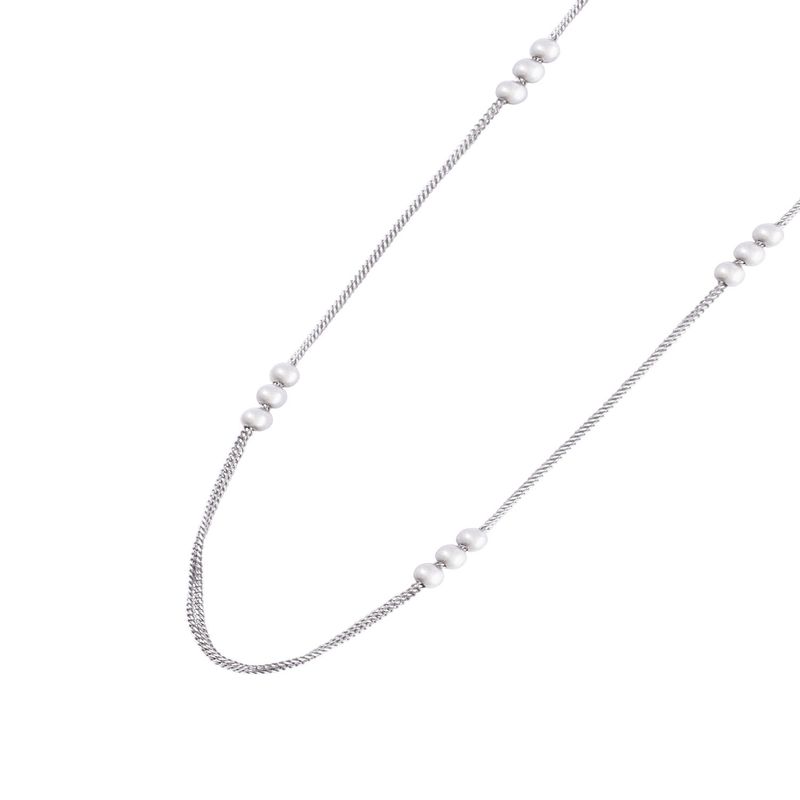 JB JOYAS BARON - Collar de Plata Esterlina 925 Doble Hilera 3 Pelotas