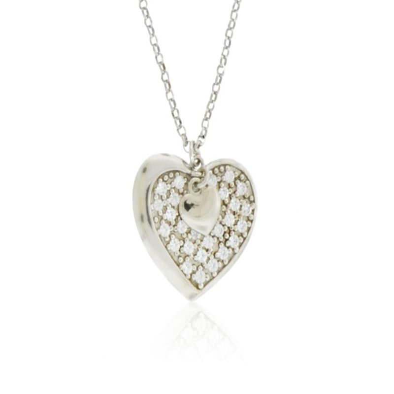 JB JOYAS BARON - Collar de Plata Esterlina 925 Corazón con Circonitas