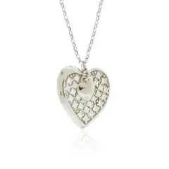 JB JOYAS BARON - Collar de Plata Esterlina 925 Corazón con Circonitas