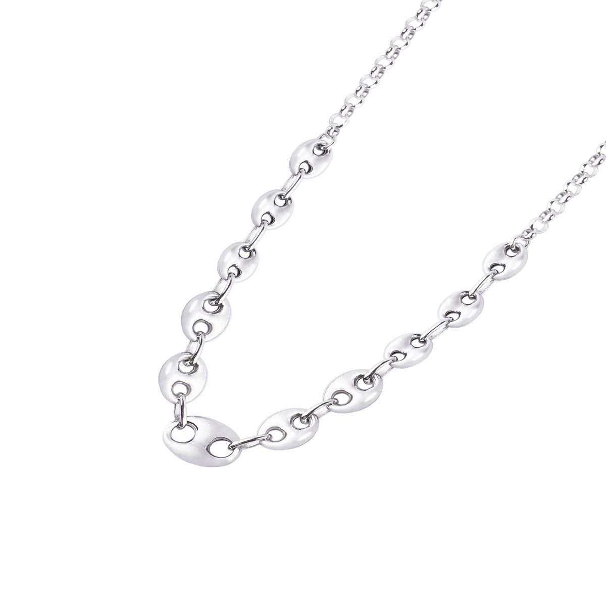 JB JOYAS BARON - Collar de Plata Esterlina 925 Eslabones Grandes y Pequeños