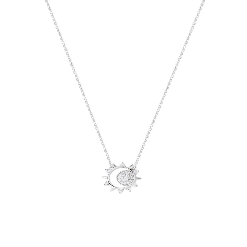 JB JOYAS BARON - Collar de Plata Esterlina 925 Sol Luna Circon