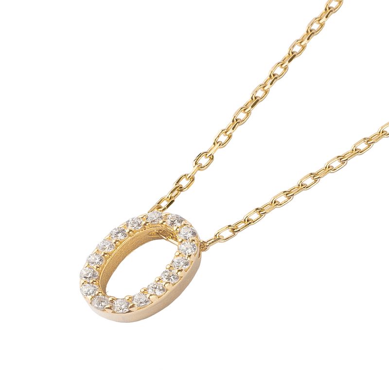 JB JOYAS BARON - Collar de Plata Esterlina 925 Letra O Revestido en Oro 18kt