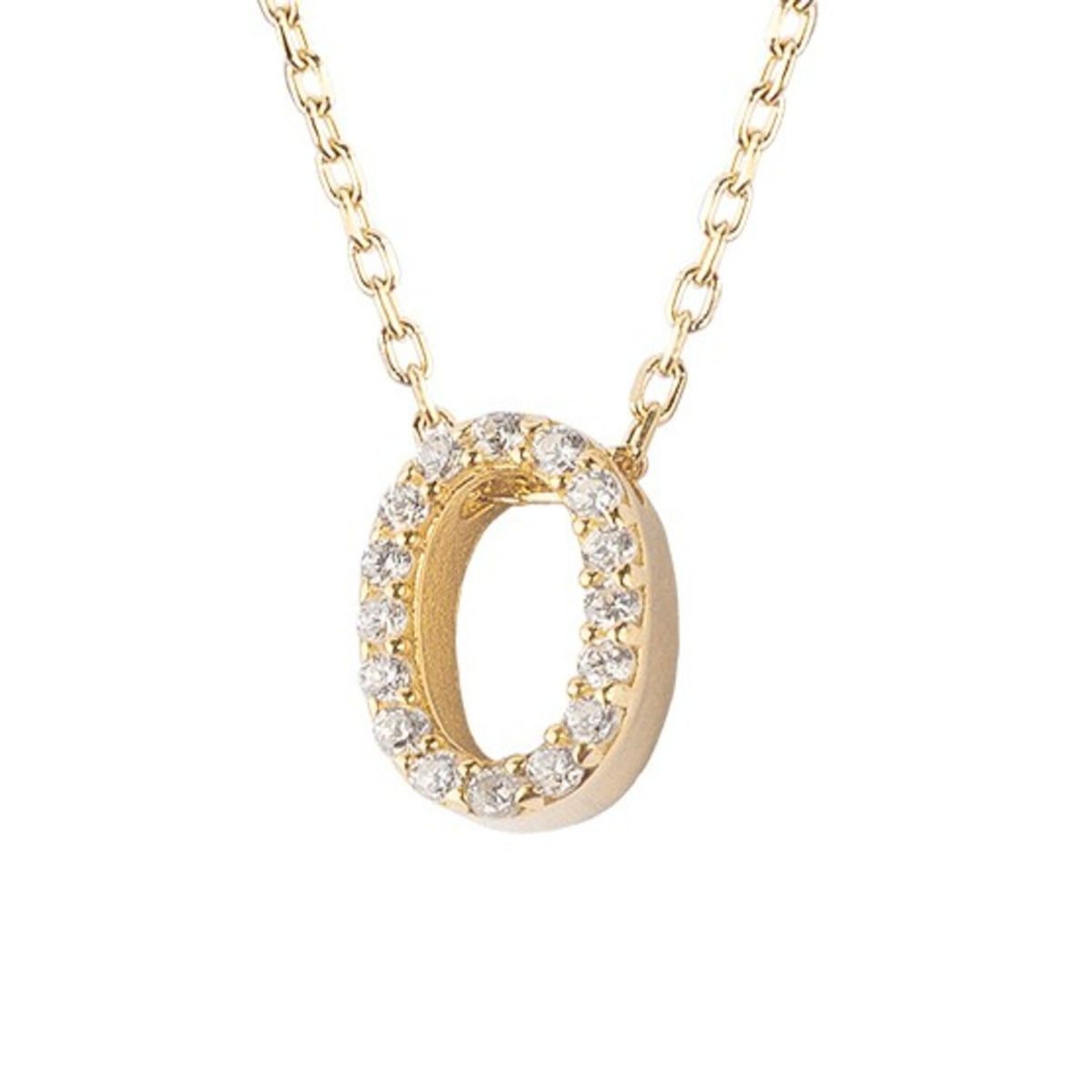 JB JOYAS BARON - Collar de Plata Esterlina 925 Letra O Revestido en Oro 18kt