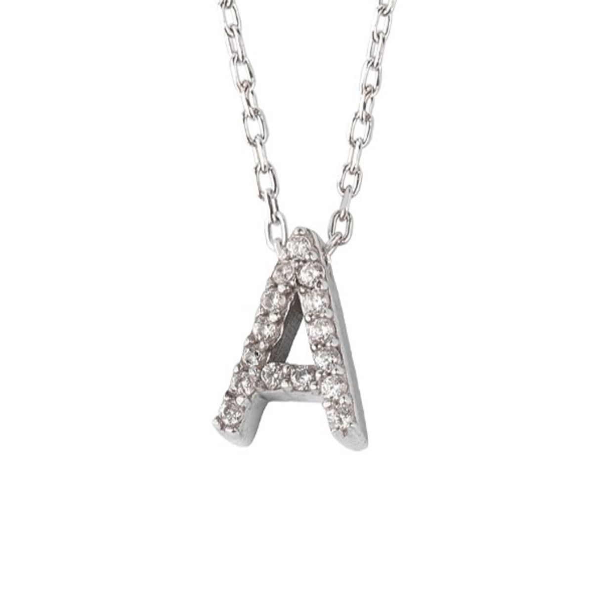 JB JOYAS BARON - Collar de Plata Esterlina 925 Letra A Circon
