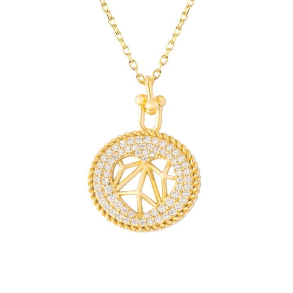 JB JOYAS BARON - Collar Plata Esterlina 925 Círculo Corazón Revestido Oro 18kt