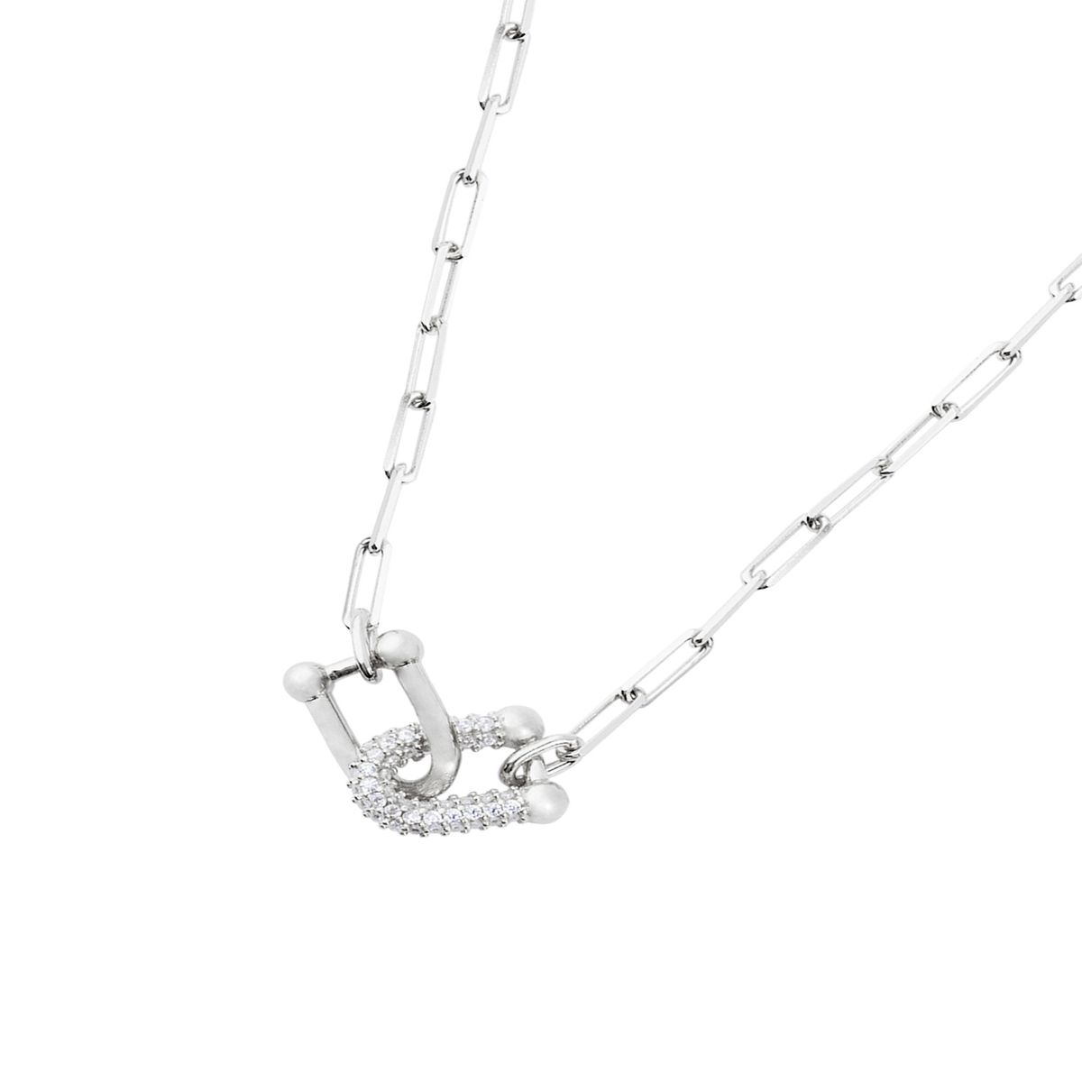 JB JOYAS BARON - Collar de Plata Esterlina 925 Circon Entrelazado