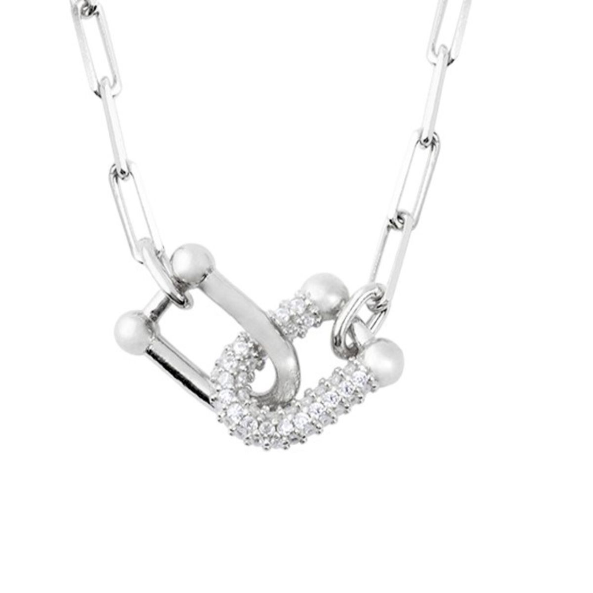 JB JOYAS BARON - Collar de Plata Esterlina 925 Circon Entrelazado