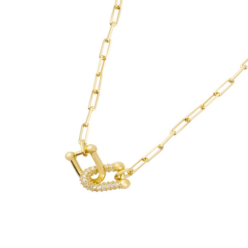 JB JOYAS BARON - Collar de Plata Esterlina 925 Circon trelazado Revestido en Oro 18kt