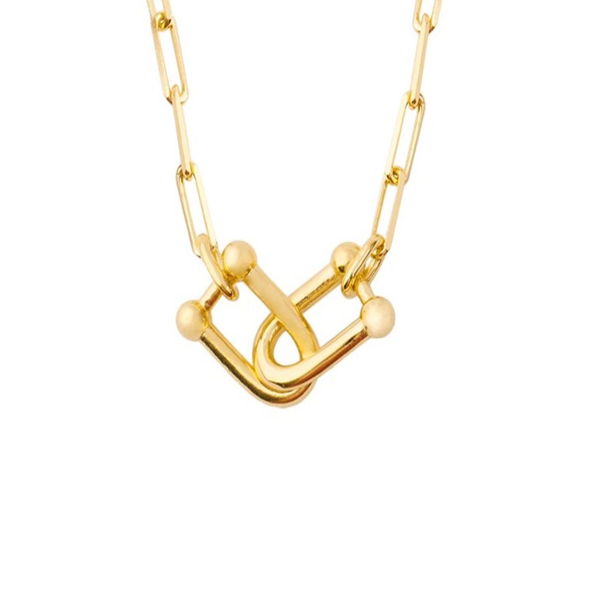 JB JOYAS BARON - Collar de Plata Esterlina 925 Enlazados Revestido en Oro 18kt