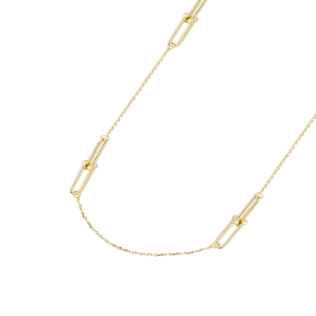 JB JOYAS BARON - Collar de Plata Esterlina 925 Cuatro Enlazados Revestido en Oro 18kt