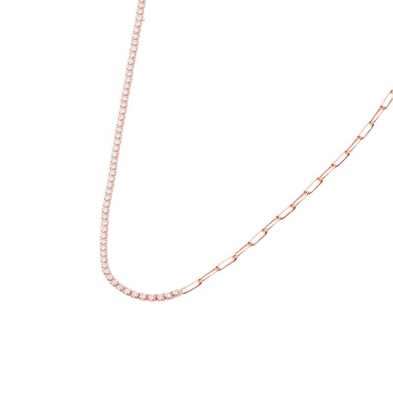 JB JOYAS BARON - Collar de Plata Esterlina 925 Eslabones Rose Revestido en Oro 18kt
