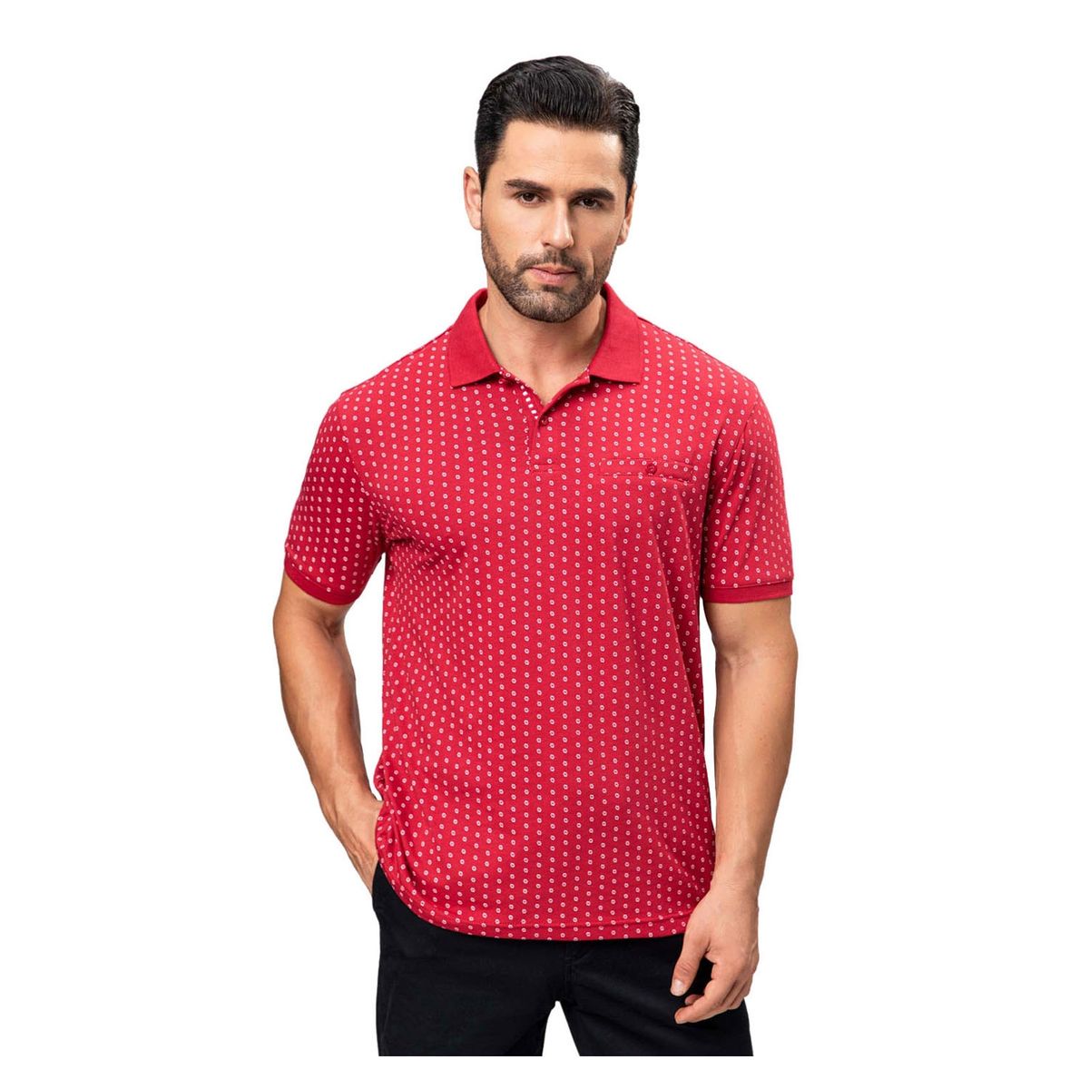 FASHION'S PARK - Polera Hombre Jersey Print Burdeo