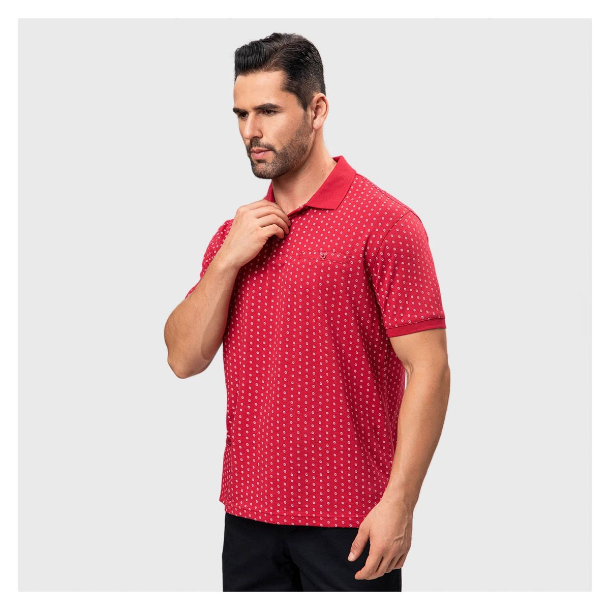 FASHION'S PARK - Polera Hombre Jersey Print Burdeo