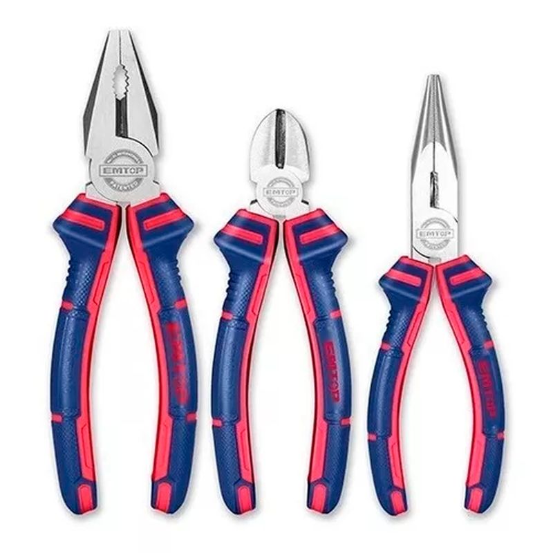 GENERICO - Set Alicates Universal Combinados 3 Piezas Emtop Epls0311