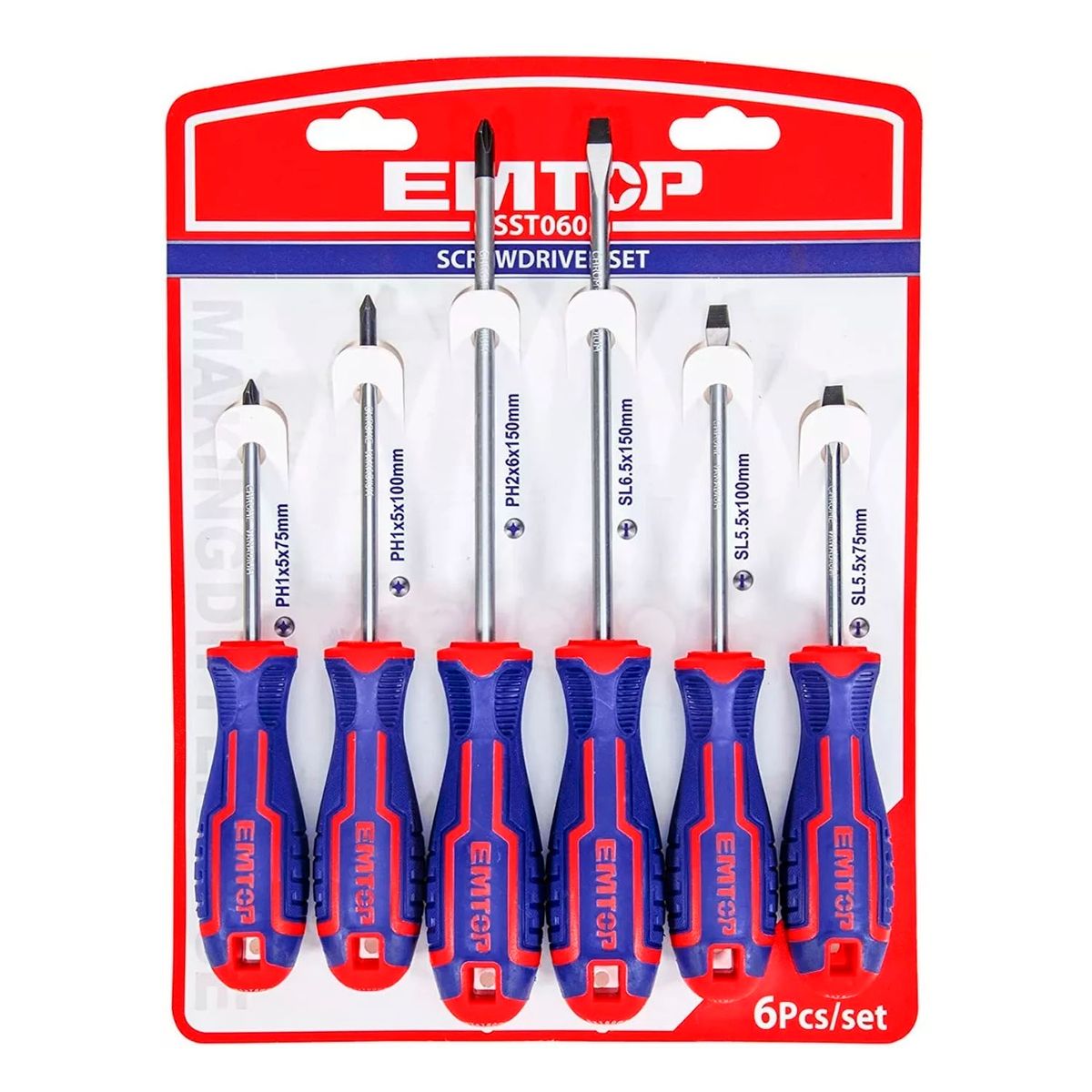 GENERICO - Kit Set Juego Destornilladores 6 Piezas Emtop Esst0602