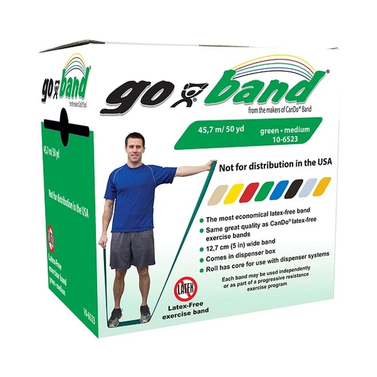 CANDO - Bandas Elásticas Goband® Verde Resistencia Media 45.7 Mts