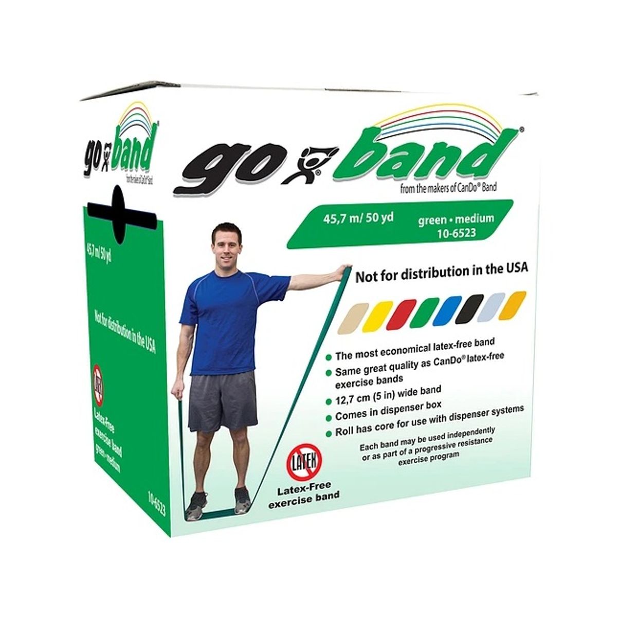 CANDO - Bandas Elásticas Goband® Verde Resistencia Media 45.7 Mts