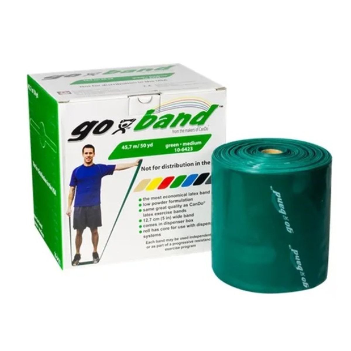 CANDO - Bandas Elásticas Goband® Verde Resistencia Media 45.7 Mts