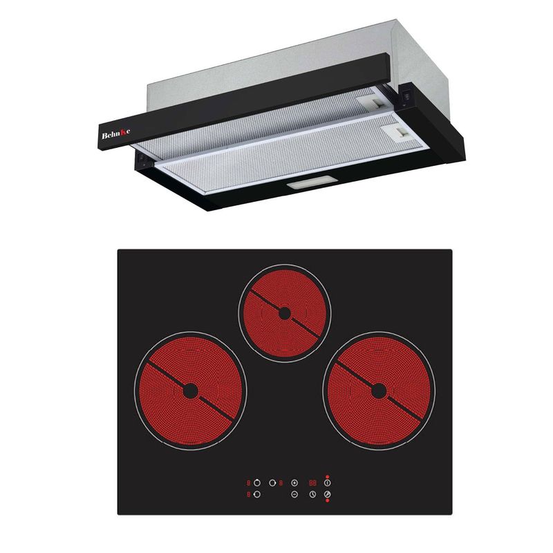 BEHNKE - Duo kit Empotrado Encimera 3 platos+ campana