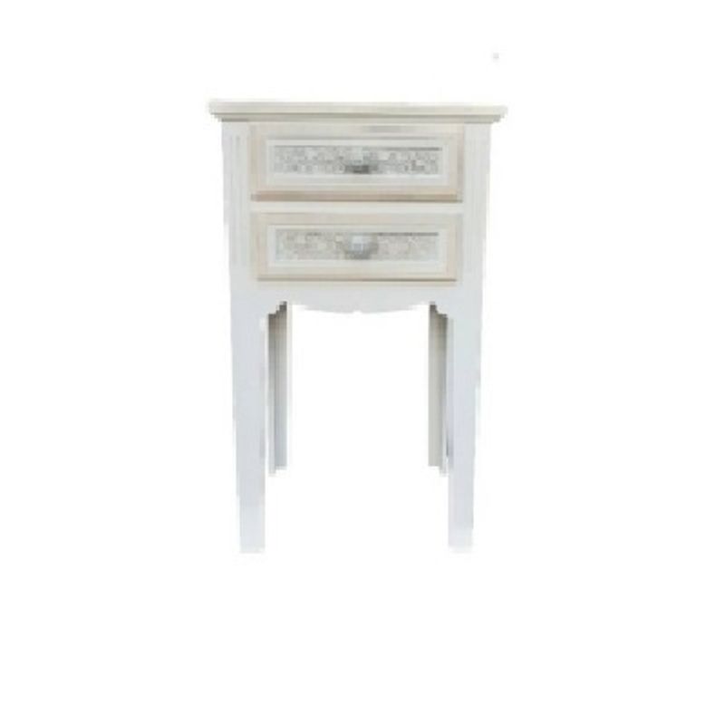INTERACTIVE STORE - Velador 2 cajones tallados beige
