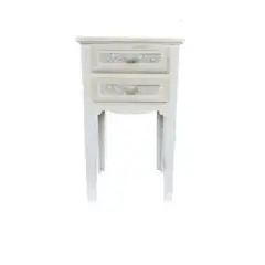 INTERACTIVE STORE - Velador 2 cajones tallados beige