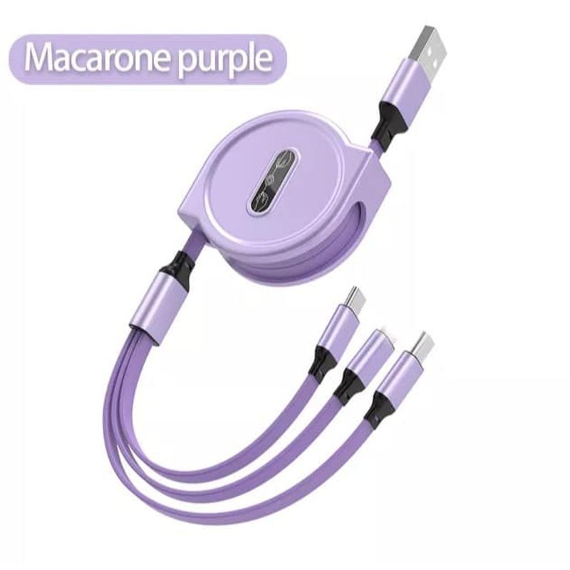 GENERICO - Cable Cargador Retractil 3 en 1 [micro, tipo C y Lightining]