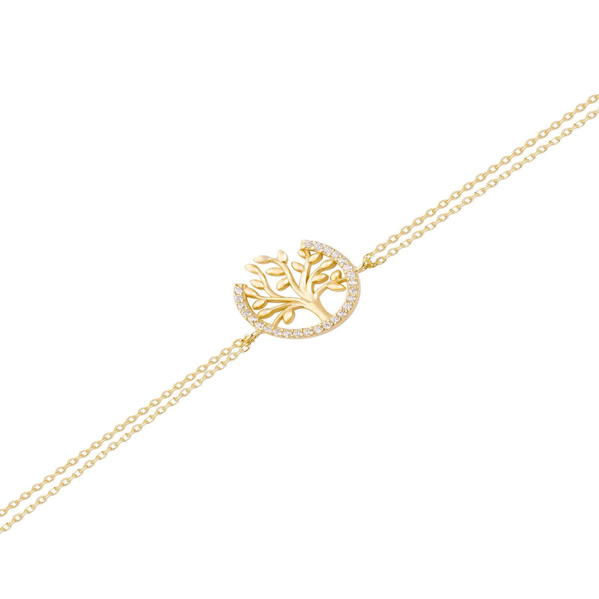 JB JOYAS BARON - Pulsera de Plata Esterlina 925 Arbol Familia Revestido en Oro 18kt