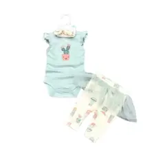 JUMP KIDS - Set 3 Piezas Body Calza y Turbante de Algodón Bebé Niña