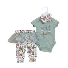 JUMP KIDS - Set 3 Piezas Body Calza y Turbante de Algodón Bebé Niña
