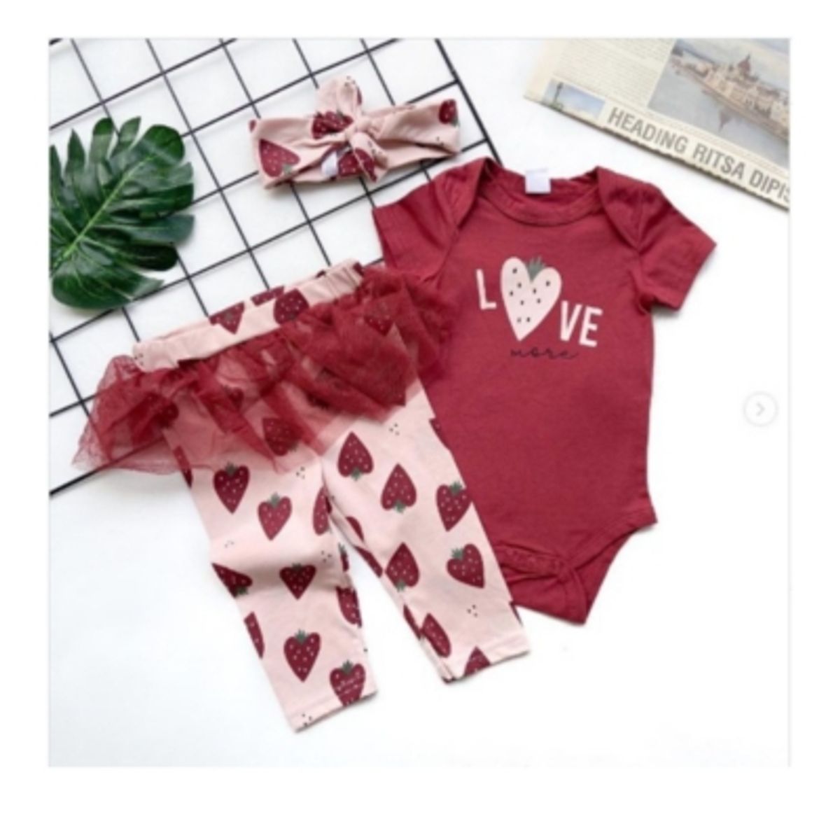 JUMP KIDS - Set 3 Piezas Body Calza y Turbante de Algodón Bebé Niña Jump Kids