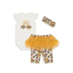 JUMP KIDS - Set 3 Piezas Body Calza y Turbante de Algodón Bebé Niña