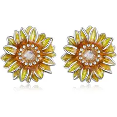 GENERICO - Aros Girasol plata 925 joya mujer