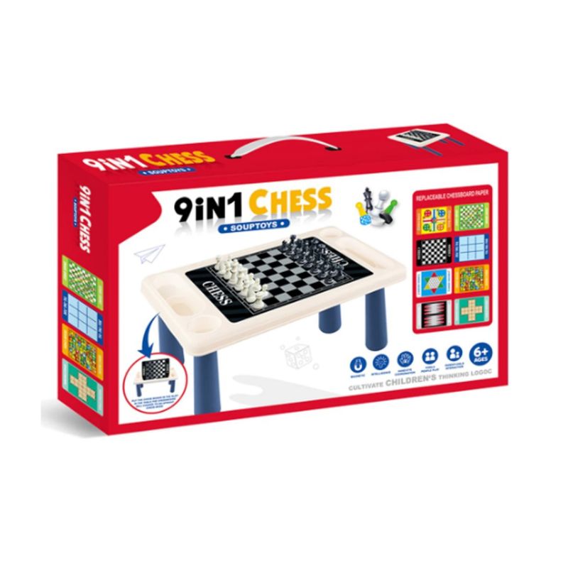 GENERICO - Ajedrez Mesa Infantil Juegos 9 en 1