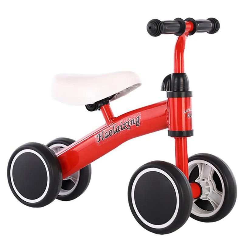 GENERICO - Bicicleta Mini Roja de Equilibrio sin Pedales 4 Ruedas