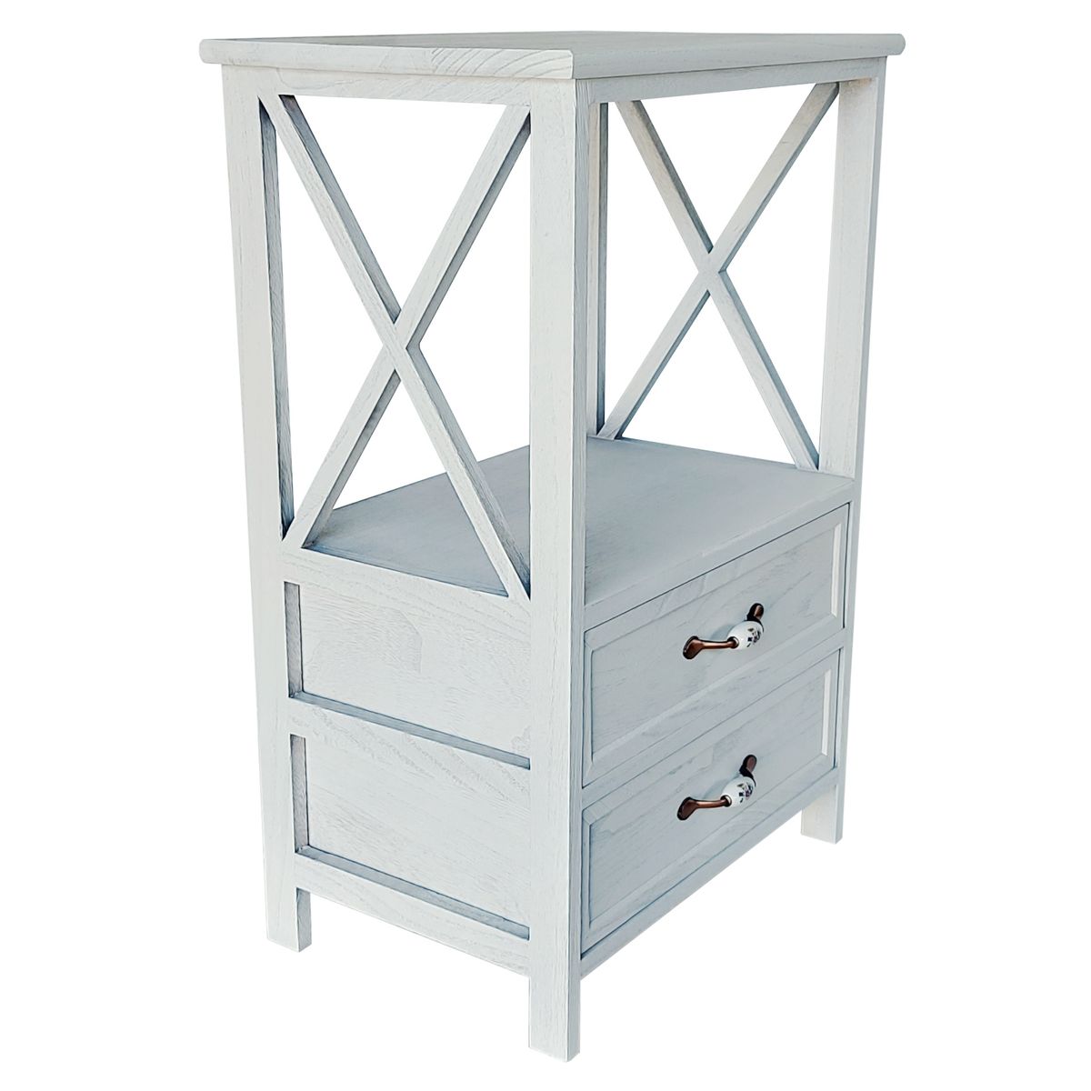 LOVEN - Velador Peer Dos Cajones Gris