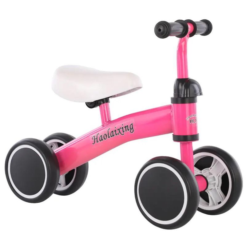 GENERICO - Bicicleta Mini Rosa de Equilibrio sin Pedales 4 Ruedas