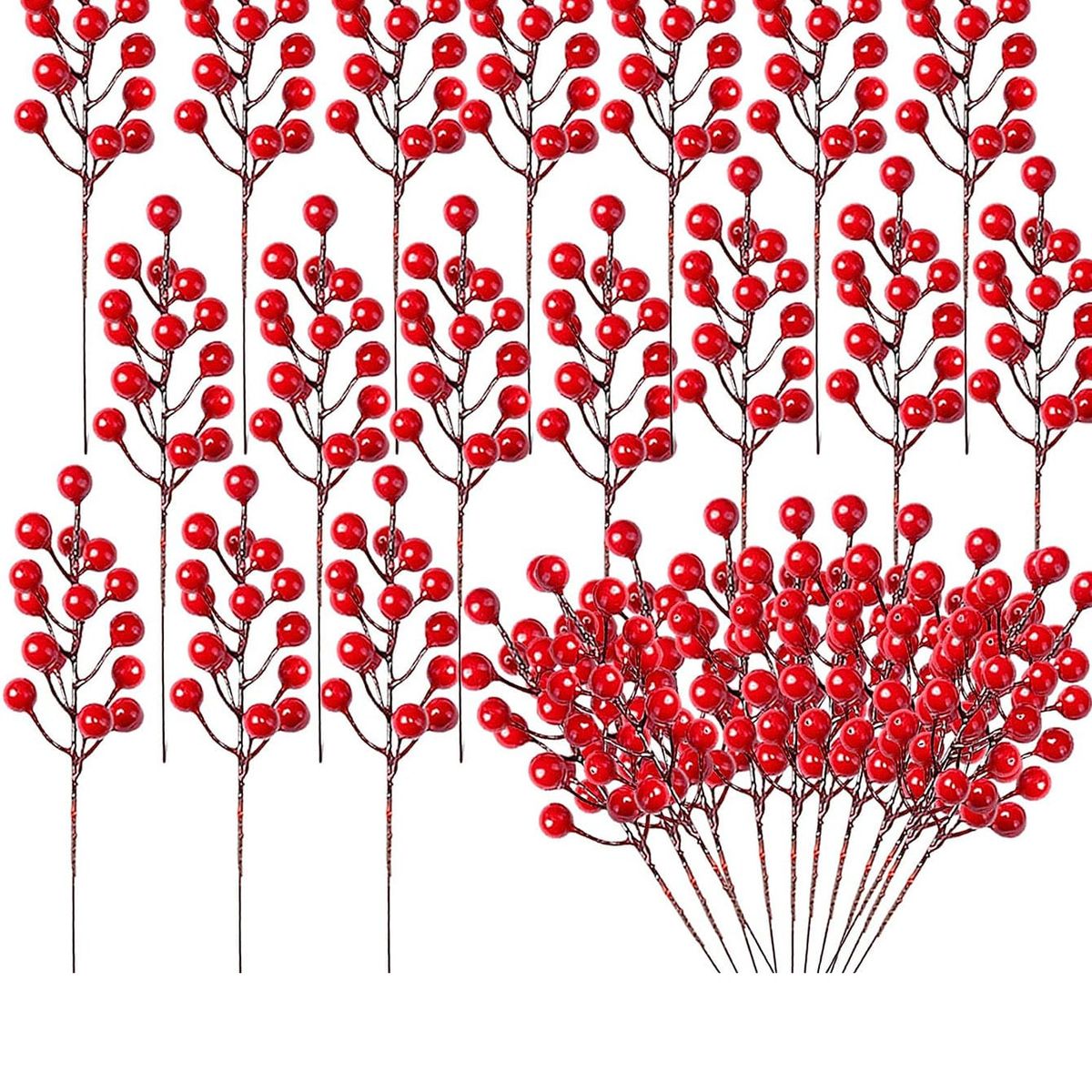 VATYERTY - 20 pcs Tallos Artificiales De Bayas Rojas Para Decoración Navideñ