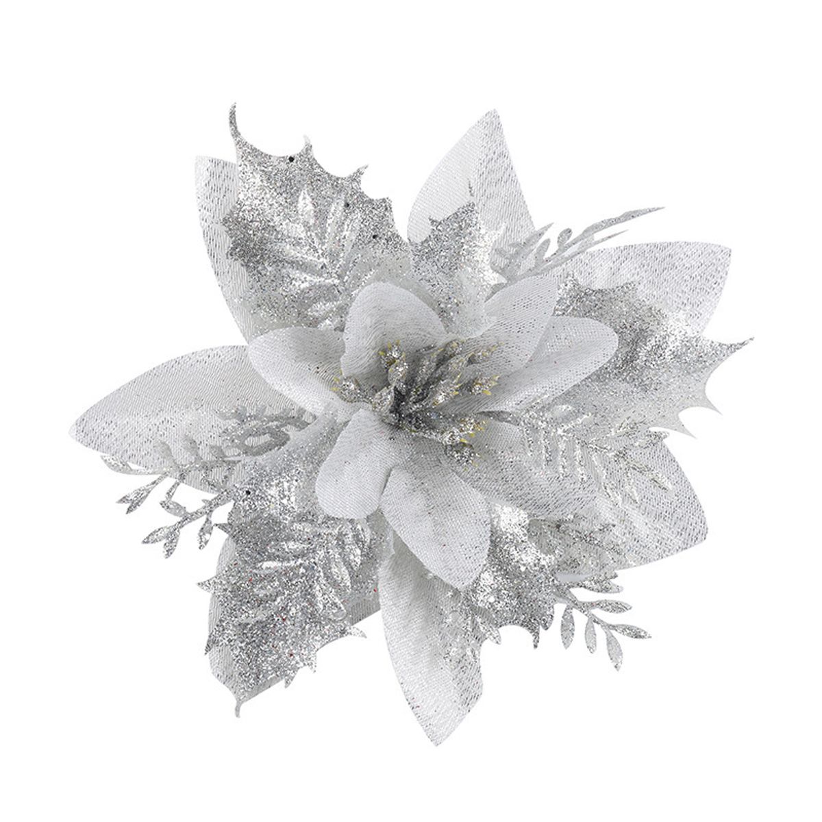 VATYERTY - 10 piezas Navidad Corona de aro de flores artificiales con Clip plata