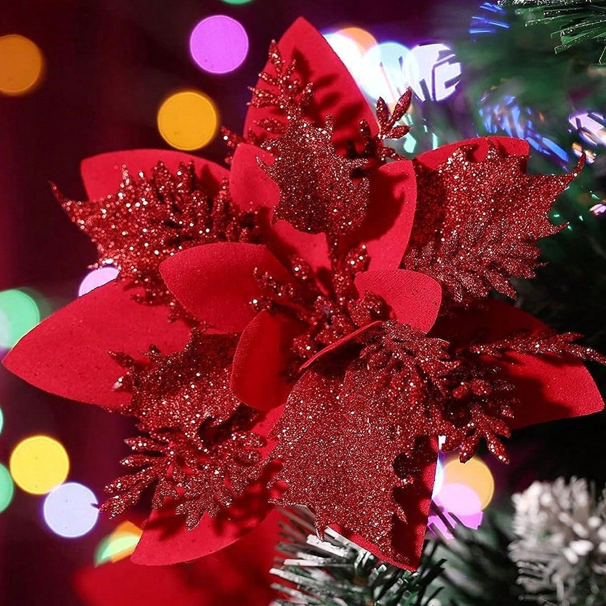 VATYERTY - 10 piezas Navidad Corona de aro de flores artificiales con Clip rojo