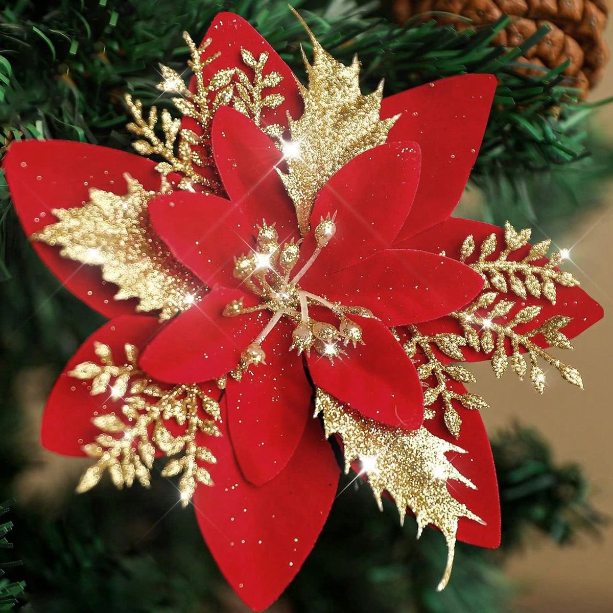 VATYERTY - 10 piezas Navidad Corona de aro de flores artificiales con Clip