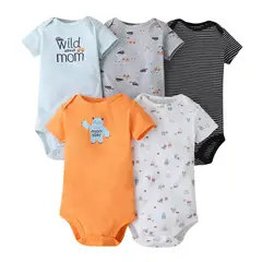 TEDMIMAK - Pack 5 Bodys Monster Manga corta100% Algodón Farukids
