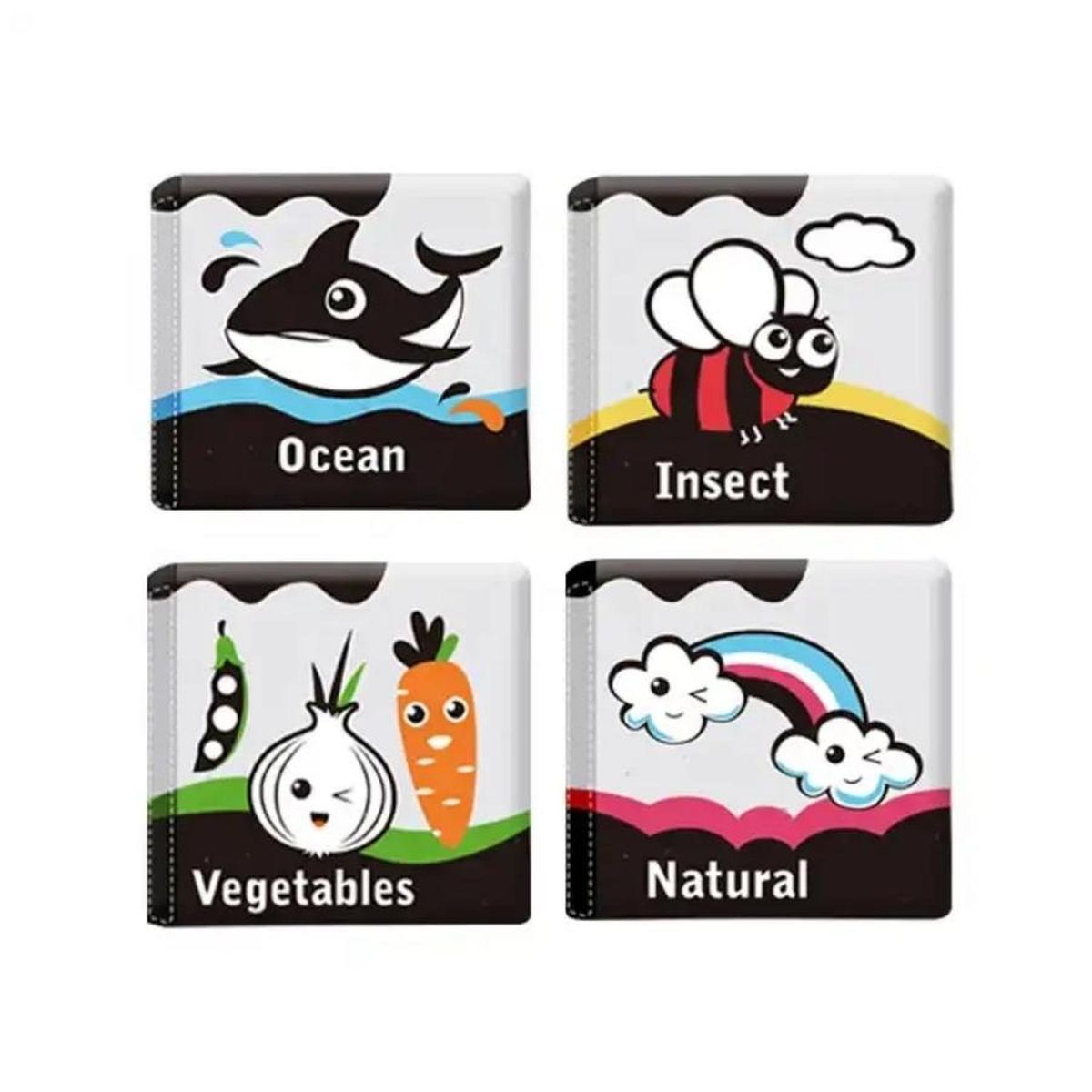 KIVARA - Pack 4 Libro Sensorial Estimulacion Cognitivo Alto Contraste