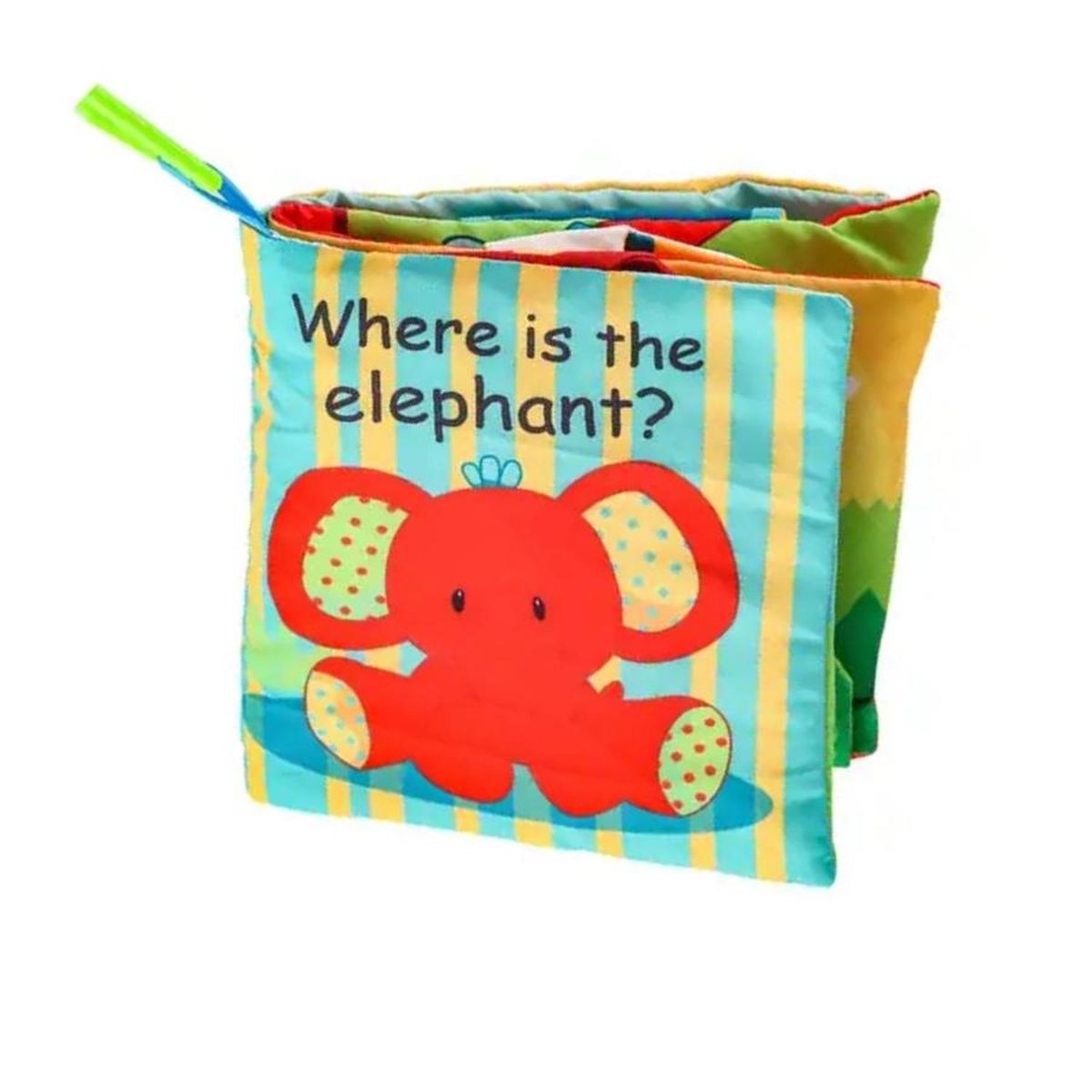 KIVARA - Libro Sensorial Estimulacion Con Colas 3D Tela Elefante