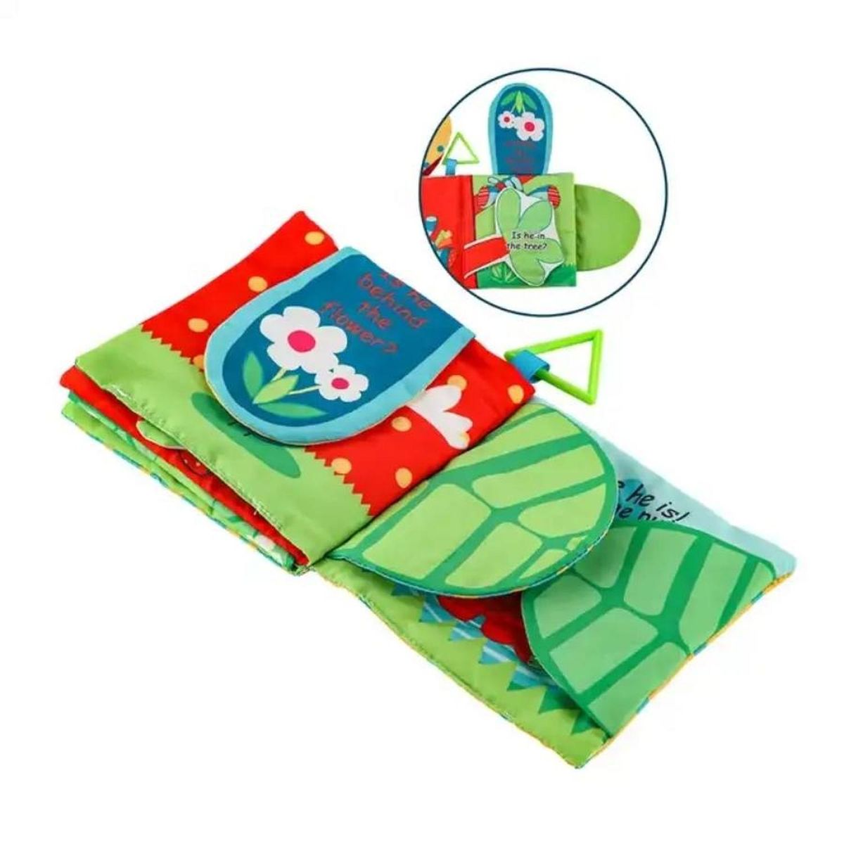 KIVARA - Libro Sensorial Estimulacion Con Colas 3D Tela Elefante