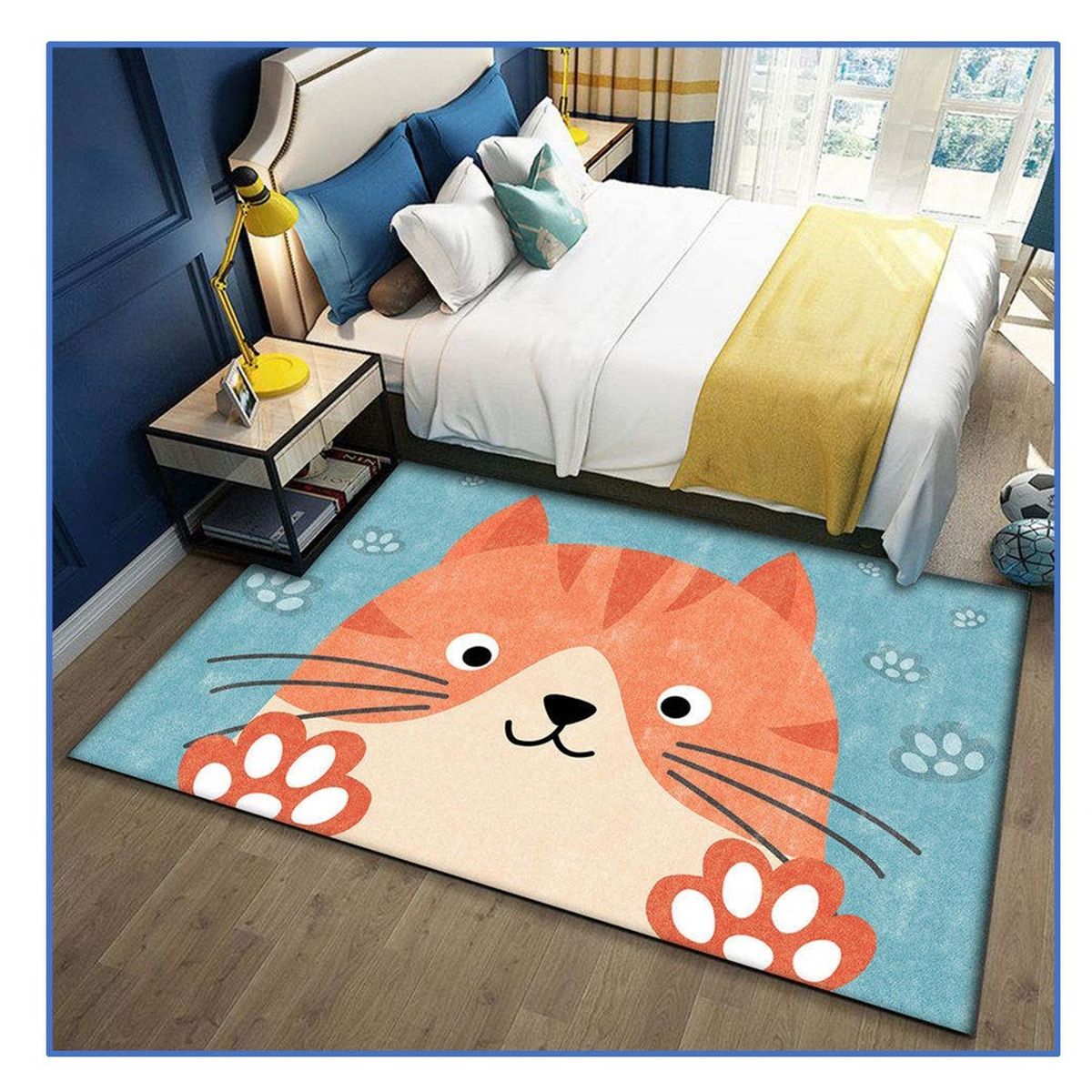KIVARA - Alfombra Infantil Gatito 80X120 Cm Tapete Dormitorio Sala