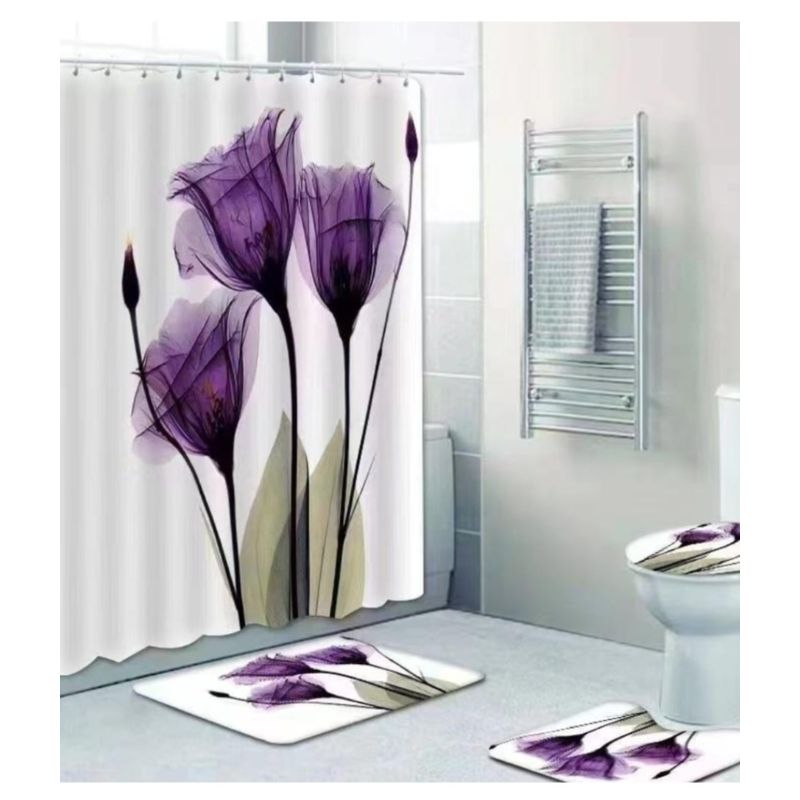 GENERICO - SET de baño COMPLETO 4 piezas CON DISEÑO TULIPAM