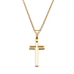 GENERICO - Collar Cruz Hueca Religión Acero Inoxidable Colgante Unisex