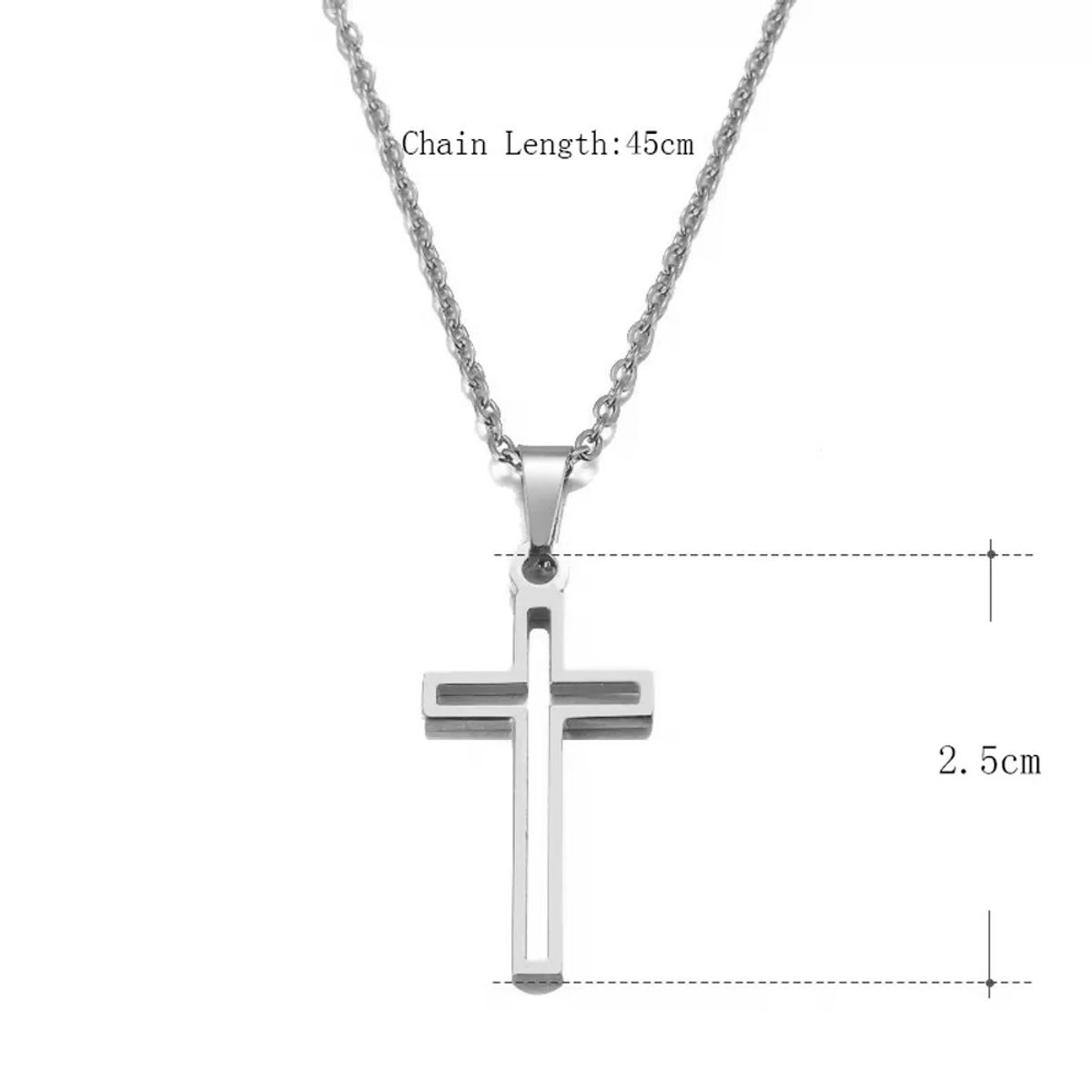 GENERICO - Collar Cruz Hueca Religión Acero Inoxidable Colgante Unisex